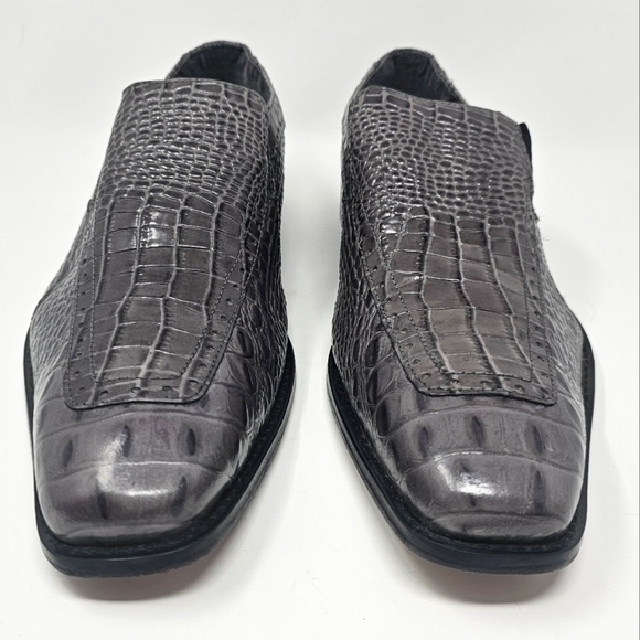 Stacy Adams Parisi Gray Leather Crocodile Embossed Loafers Size 13 Style 24903 - Picture 4 of 12